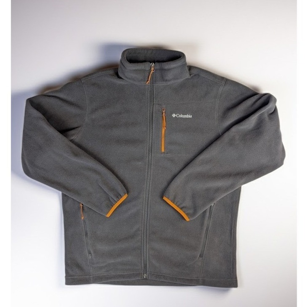Columbia Fleece Jacket Men's XL Gray Full Zip Outdoor Mock Neck